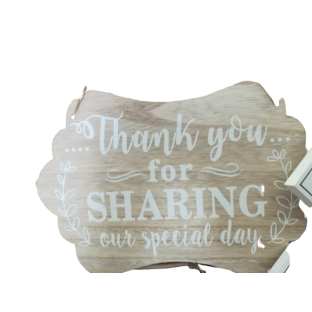 White Wooden Just Married Plaque with Heart