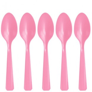 Pink plastic spoons (x 20)