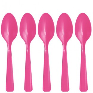 Bright pink plastic spoons