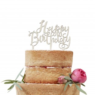Cake topper en bois Happy Birthday gâteau anniversaire