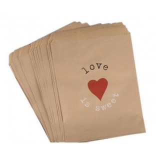 25 Sachets bonbons papier kraft "love is sweet" 