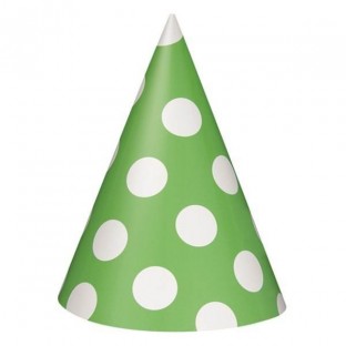Lime green Polka Dots Cone Hats (8ct)