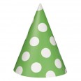 Lime green Polka Dots Cone Hats (8ct)