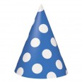 Royal Blue Polka Dots Cone Hats (8ct)