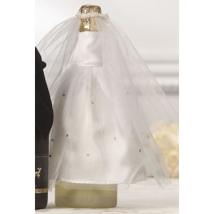 Habillage bouteille mariage la mariée robe blanche