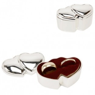 Silverplated Ring Box - Double Hearts