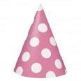Pink Polka Dots Cone Hats (8ct)