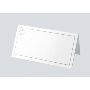Cartes de table coeur blanc argent (x50)