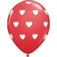Red Big hearts latex balloons(x 5)