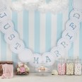 Banderole mariage vintage fanions Just Married blanc 3M50