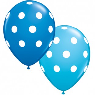 11" Dark Blue & Robin's Egg Blue Big Polka Dots Balloons