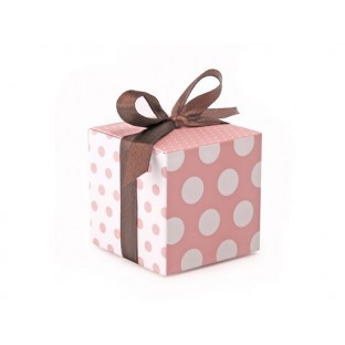 Wedding gift box for guests, pink polka dotted