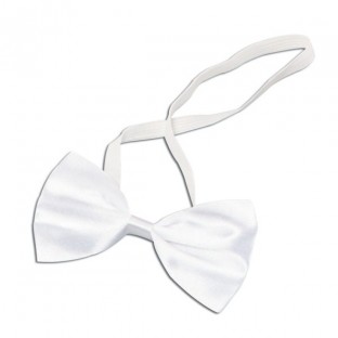 White satin bow tie