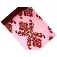Organza deep red table runner with overprint