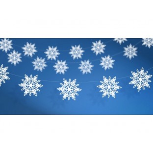 Snow Flakes garland, 155 cm, white, 1 pc 