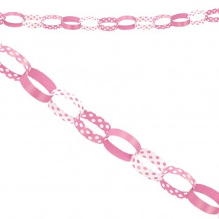 Pink Polka Dots Paper Chain Garland (5ft)