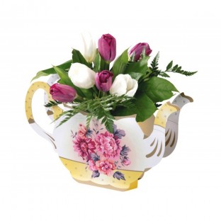 Vase pot en forme de théière vintage flowers