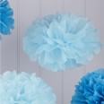 Tissue Paper Pom Poms - Baby & Dark Blue