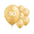 6 ballons Qualatex Or Gold "50" ans