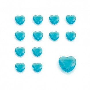 Turquoise Diamante Hearts Acrylic