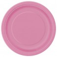 20 assiettes à dessert en carton rose vif 17cm