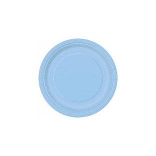 20 assiettes rondes en carton bleu ciel 23 cm