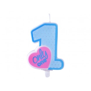 Birthday Candle "Only One", 8 cm, sky-blue