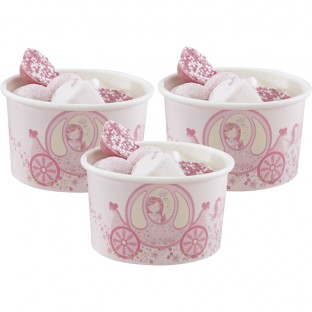 Pots à glace ou bonbons princesse carrosse rose