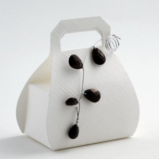 Boîte à dragées sac à main blanc (x 10)