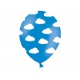 5 ballons bleu avec nuages blancs