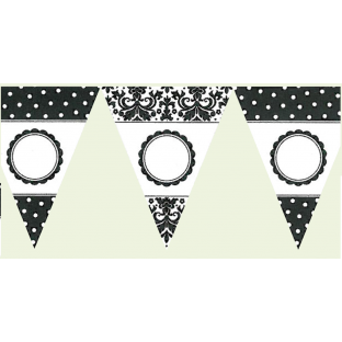 Banderole personnalisable DIY à fanions noir blanc