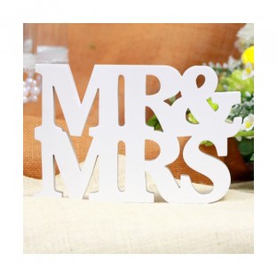 Location lettres en bois Mr & Mrs blanc 