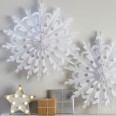 2 Festive White Giant Hanging Snowflakes 