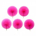 Hot pink mini fans hanging decorations (5 ct)