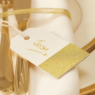 Ivory & Gold Glitter Luggage Tags