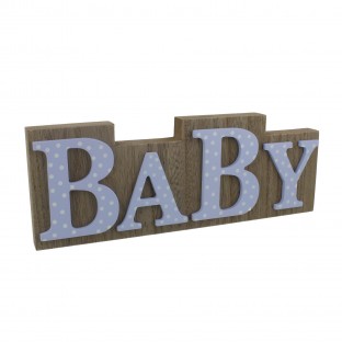 LOCATION panneau BABY en bois bleu à pois