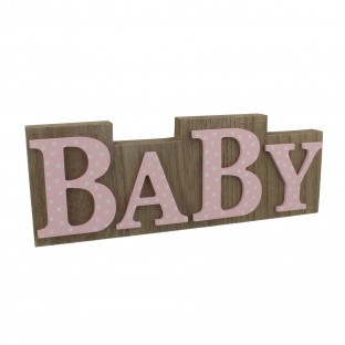 LOCATION panneau BABY en bois rose à pois