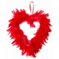 Coeur en plumes rouge 20 cm déco table salle