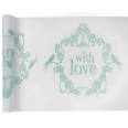Chemin de table "With Love" blanc vert menthe 5M