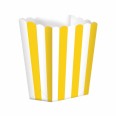 5 pots à popcorn rayures blanc et jaune rayures