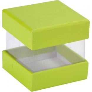 6 Boîte cube dragées vert anis transparent