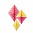 Honeycomb Diamond 3PK Yellow & Pink