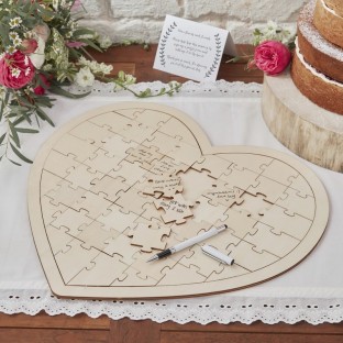 Promo Livre d'or grand puzzle coeur en bois mariage 
