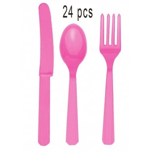 Disposable hot pink Party Cutlery (2 pcs)