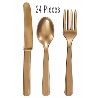 Gold Party Assorted Plastic Cutlery (x 24)