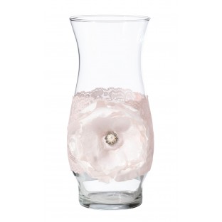 Location dentelle rose blush contour habillage vase bouteille