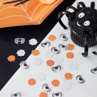 Spooky Halloween Spider and Web Confetti