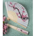 Cherry blossom design silk folding fan favors