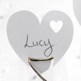 White heart Place Card On Glass