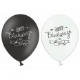 6 ballons happy birthday noir et blanc